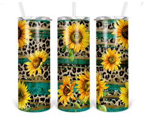 Rustic Leopard Sunflower 20 oz Tumbler
