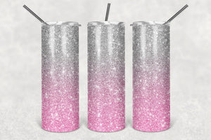Tumber- Pink & Grey Glitter- 20 oz